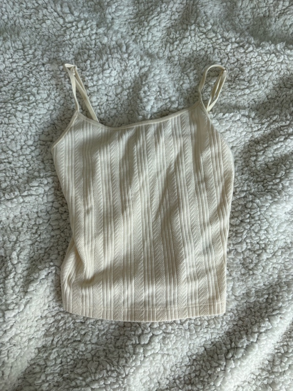 American Eagle Outfitters Cream Ribbed Spaghetti Strap Cami